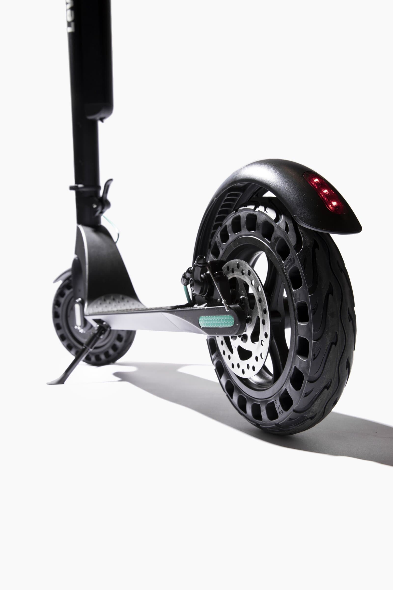 Close-up of Scooter Rear Wheel and Brake