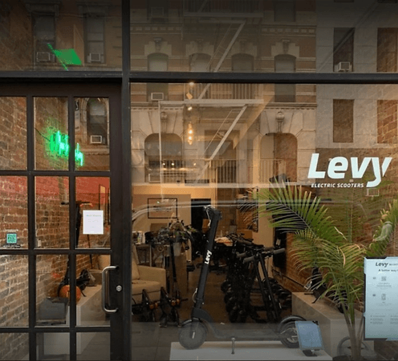 Levy electric scooters ready for pickup and delivery